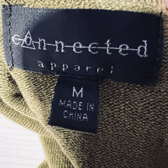 Connected Apparel M Olive Green Cowl Neck LS Sweater Midi Dress Boho Demure - Picture 4 of 9